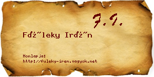 Füleky Irén névjegykártya